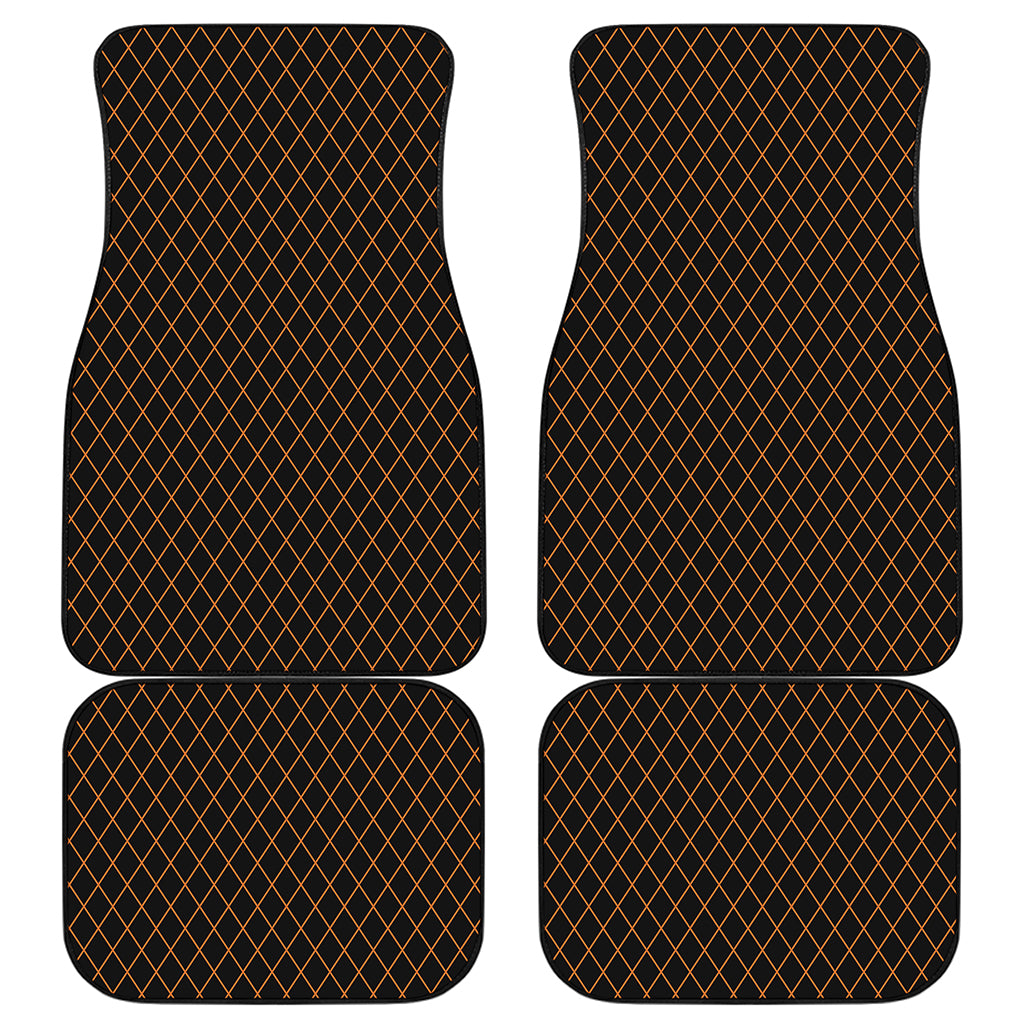 Black And Orange Harlequin Print Front and Back Car Floor Mats