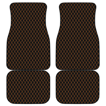 Black And Orange Harlequin Print Front and Back Car Floor Mats