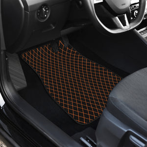 Black And Orange Harlequin Print Front and Back Car Floor Mats
