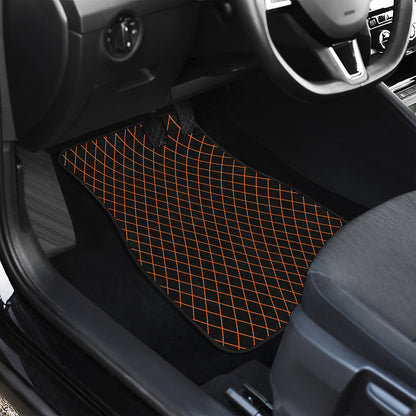 Black And Orange Harlequin Print Front Car Floor Mats