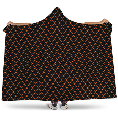 Black And Orange Harlequin Print Hooded Blanket