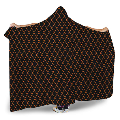 Black And Orange Harlequin Print Hooded Blanket