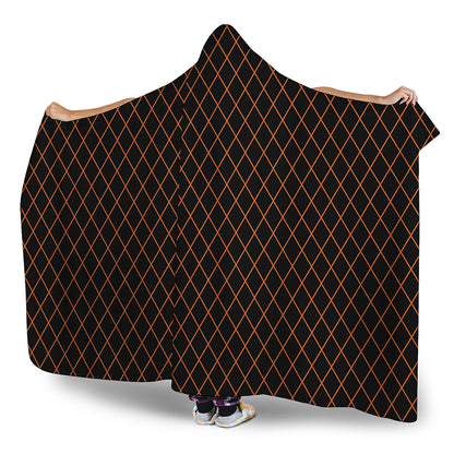 Black And Orange Harlequin Print Hooded Blanket