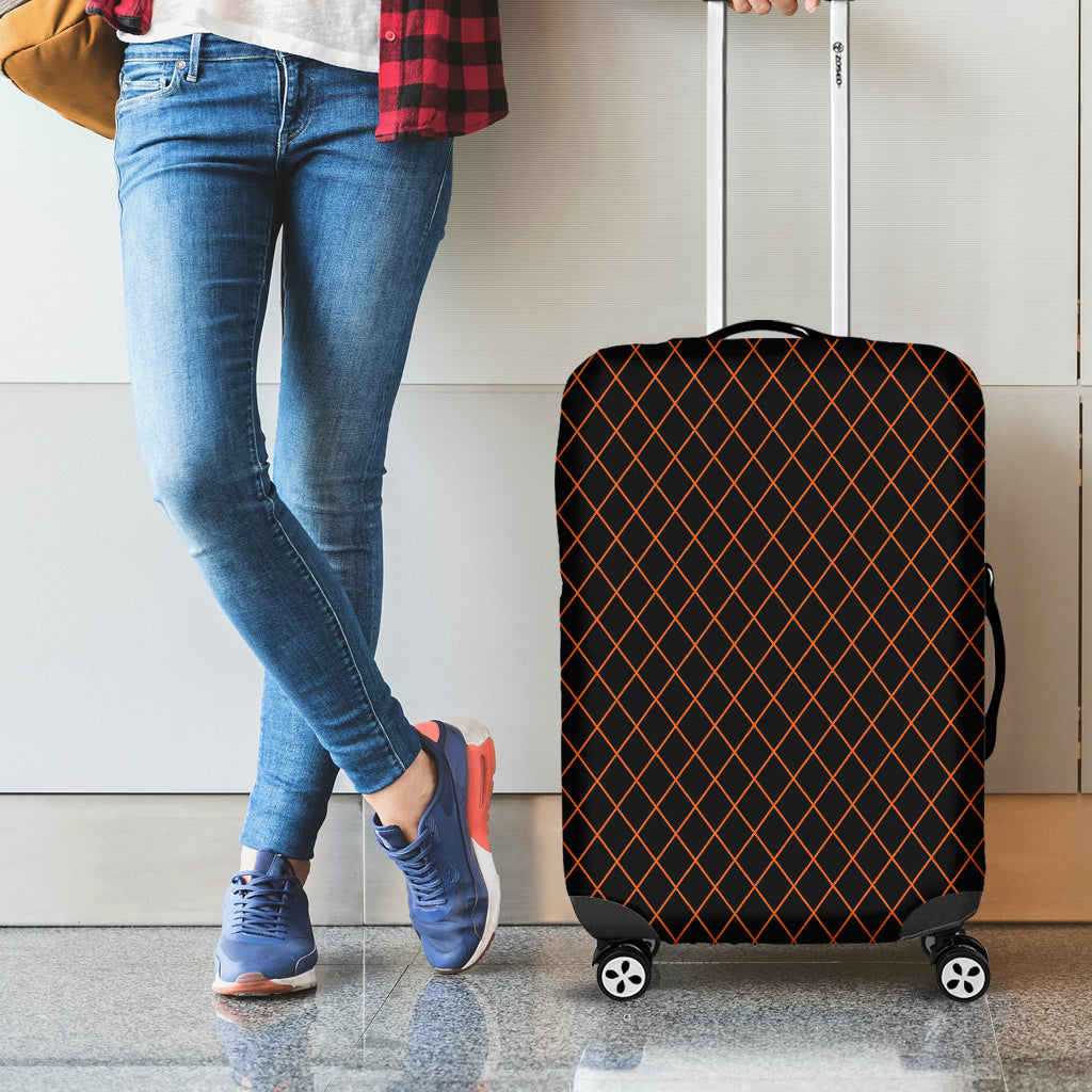 Black And Orange Harlequin Print Luggage Cover