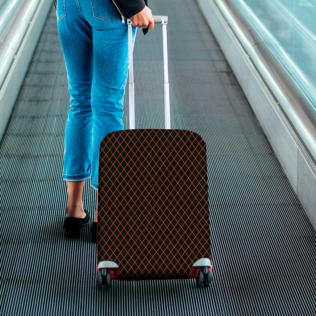 Black And Orange Harlequin Print Luggage Cover