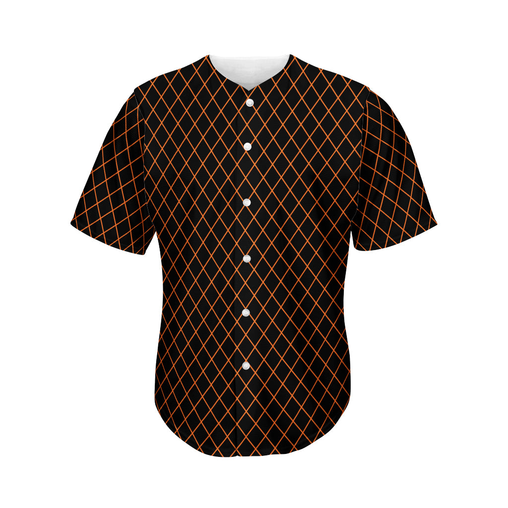 Black And Orange Harlequin Print Men's Baseball Jersey