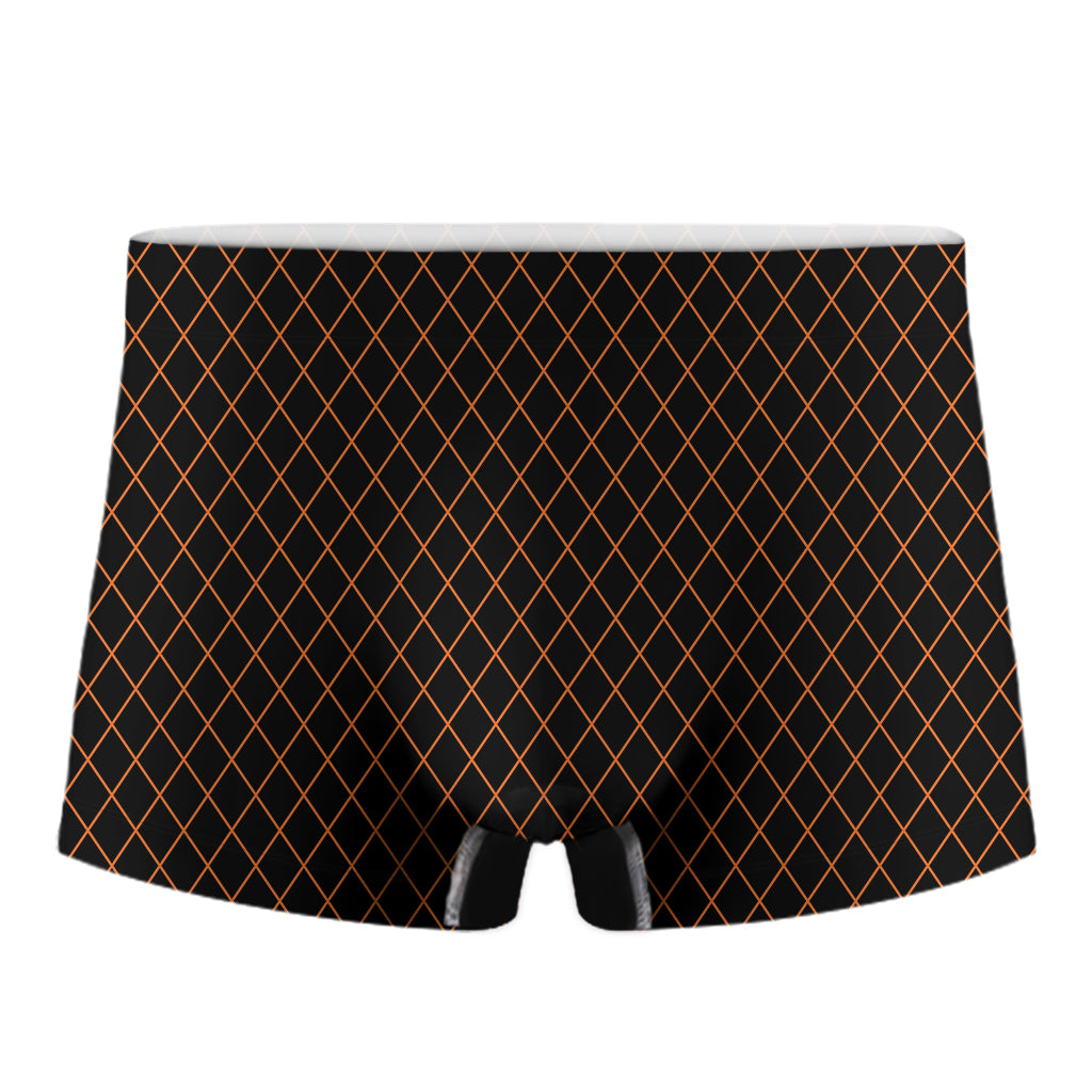 Black And Orange Harlequin Print Men's Boxer Briefs