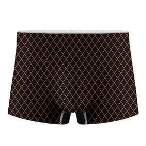 Black And Orange Harlequin Print Men's Boxer Briefs