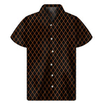 Black And Orange Harlequin Print Men's Short Sleeve Shirt