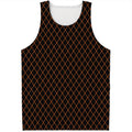 Black And Orange Harlequin Print Men's Tank Top