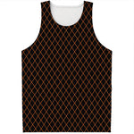 Black And Orange Harlequin Print Men's Tank Top