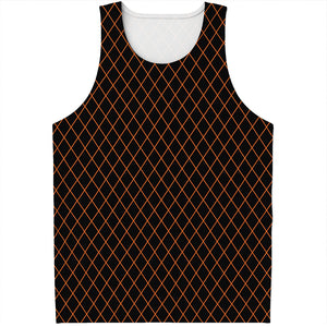 Black And Orange Harlequin Print Men's Tank Top