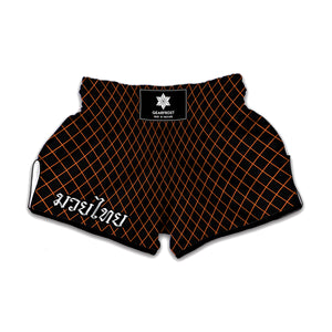 Black And Orange Harlequin Print Muay Thai Boxing Shorts