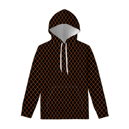 Black And Orange Harlequin Print Pullover Hoodie
