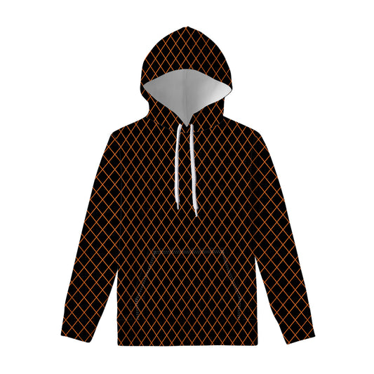 Black And Orange Harlequin Print Pullover Hoodie