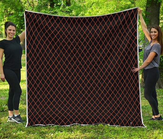 Black And Orange Harlequin Print Quilt