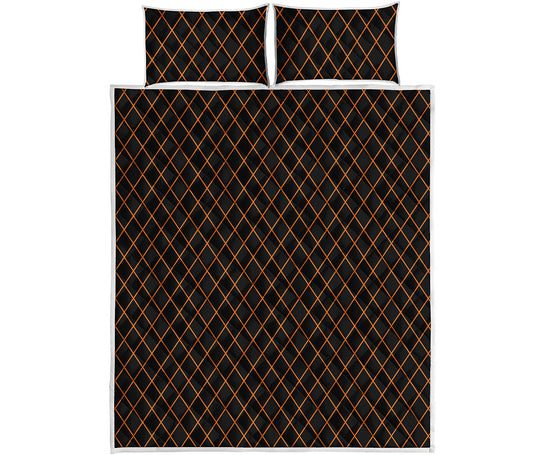 Black And Orange Harlequin Print Quilt Bed Set