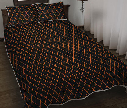 Black And Orange Harlequin Print Quilt Bed Set