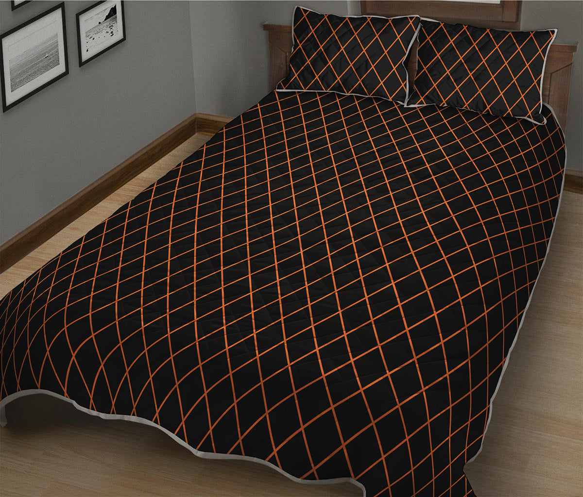 Black And Orange Harlequin Print Quilt Bed Set