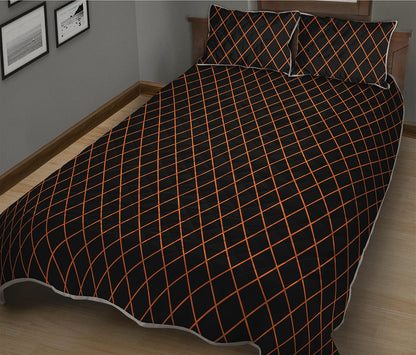 Black And Orange Harlequin Print Quilt Bed Set