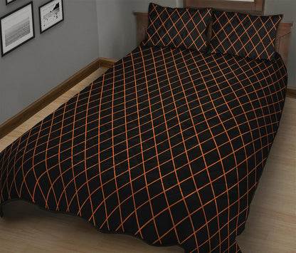 Black And Orange Harlequin Print Quilt Bed Set