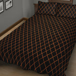 Black And Orange Harlequin Print Quilt Bed Set