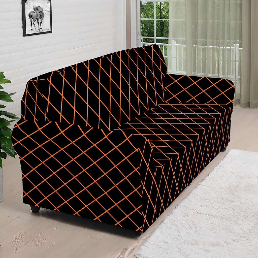 Black And Orange Harlequin Print Sofa Cover