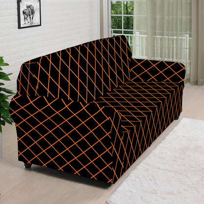 Black And Orange Harlequin Print Sofa Cover