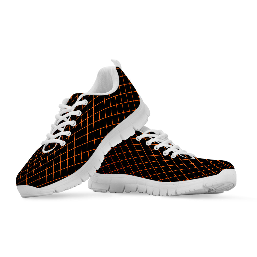 Black And Orange Harlequin Print White Sneakers