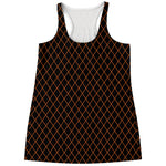 Black And Orange Harlequin Print Women's Racerback Tank Top