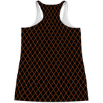 Black And Orange Harlequin Print Women's Racerback Tank Top