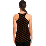 Black And Orange Harlequin Print Women's Racerback Tank Top