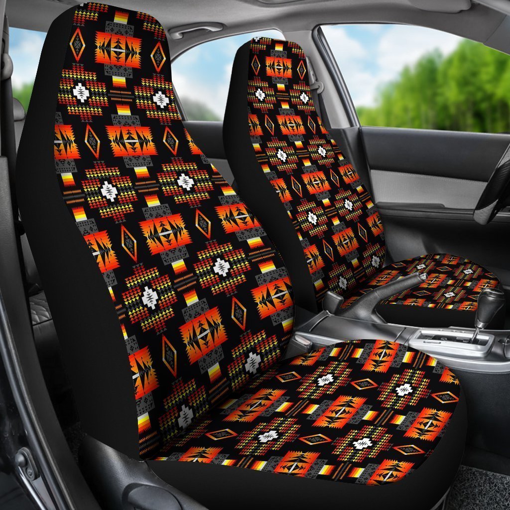 Black And Orange Native Universal Fit Car Seat Covers GearFrost