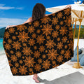 Black And Orange Spider Web Print Beach Sarong Wrap
