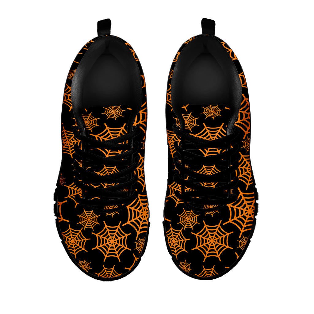 Black And Orange Spider Web Print Black Sneakers
