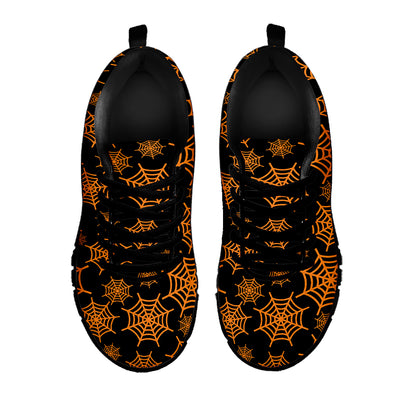 Black And Orange Spider Web Print Black Sneakers