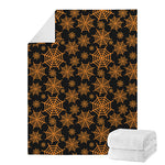 Black And Orange Spider Web Print Blanket