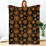 Black And Orange Spider Web Print Blanket