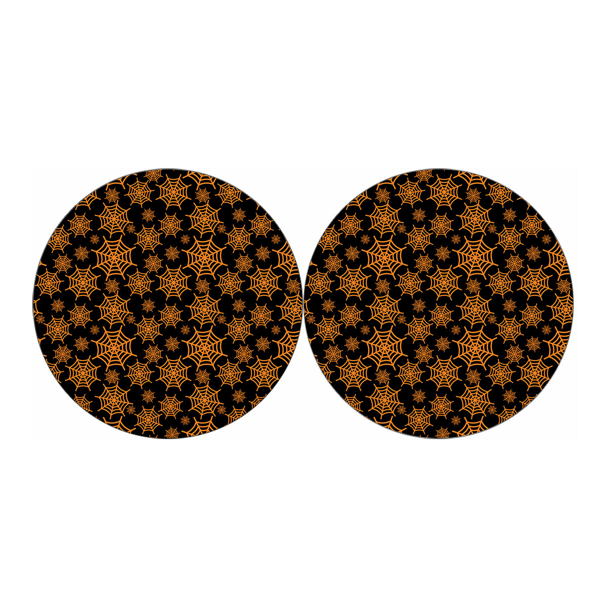 Black And Orange Spider Web Print Car Coasters