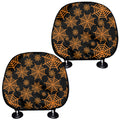 Black And Orange Spider Web Print Car Headrest Covers