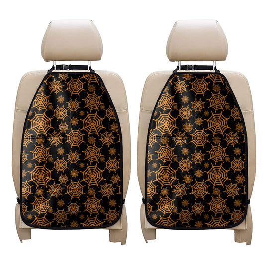 Black And Orange Spider Web Print Car Seat Organizers