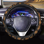 Black And Orange Spider Web Print Car Steering Wheel Cover
