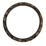 Black And Orange Spider Web Print Car Steering Wheel Cover