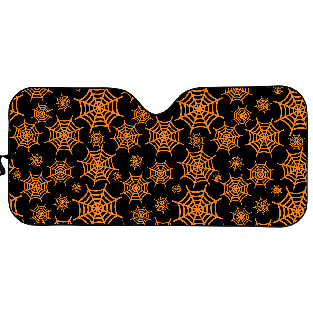 Black And Orange Spider Web Print Car Sun Shade