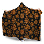 Black And Orange Spider Web Print Hooded Blanket