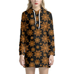 Black And Orange Spider Web Print Hoodie Dress