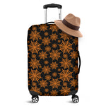 Black And Orange Spider Web Print Luggage Cover