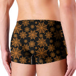 Black And Orange Spider Web Print Men's Boxer Briefs