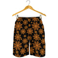 Black And Orange Spider Web Print Men's Shorts