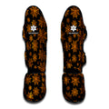 Black And Orange Spider Web Print Muay Thai Shin Guards